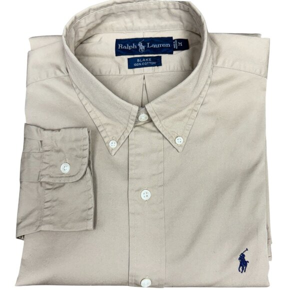 NWT Men's RALPH LAUREN Blake Button Down Long Sleeve Shirt‎ Tan | Size M - Picture 1 of 8
